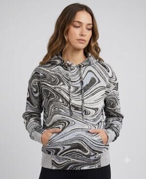 Twenty Montreal Women's Hyper Reality Liquid Swirl Knit Hoodie S Streetwear